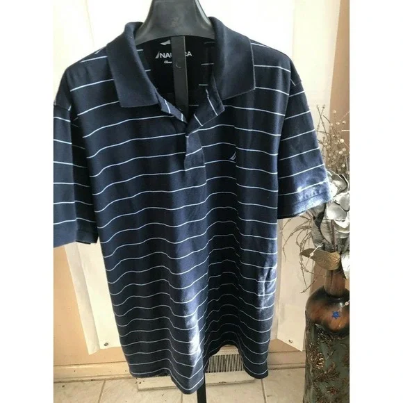 Nautica Men's Striped T Shirt Sleeve Collar Polo Shir - Picture 3 of 12